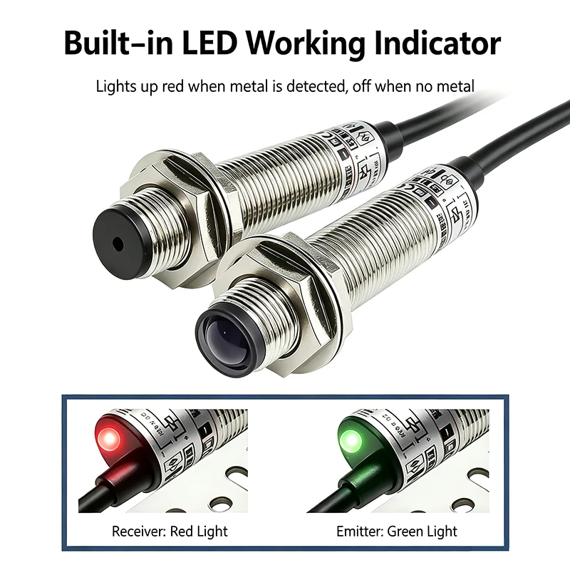 Industrial 20M/30M Through-beam Laser Photoelectric Sensor Switch with M12 M18 Connector NPN PNP NO NC Proximity Switch