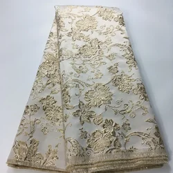 2024 New Design Jacquard Brocade Lace Fabric For Party African Organza Lace Fabric French Nigerian Wedding Lace Fabric KJK22115
