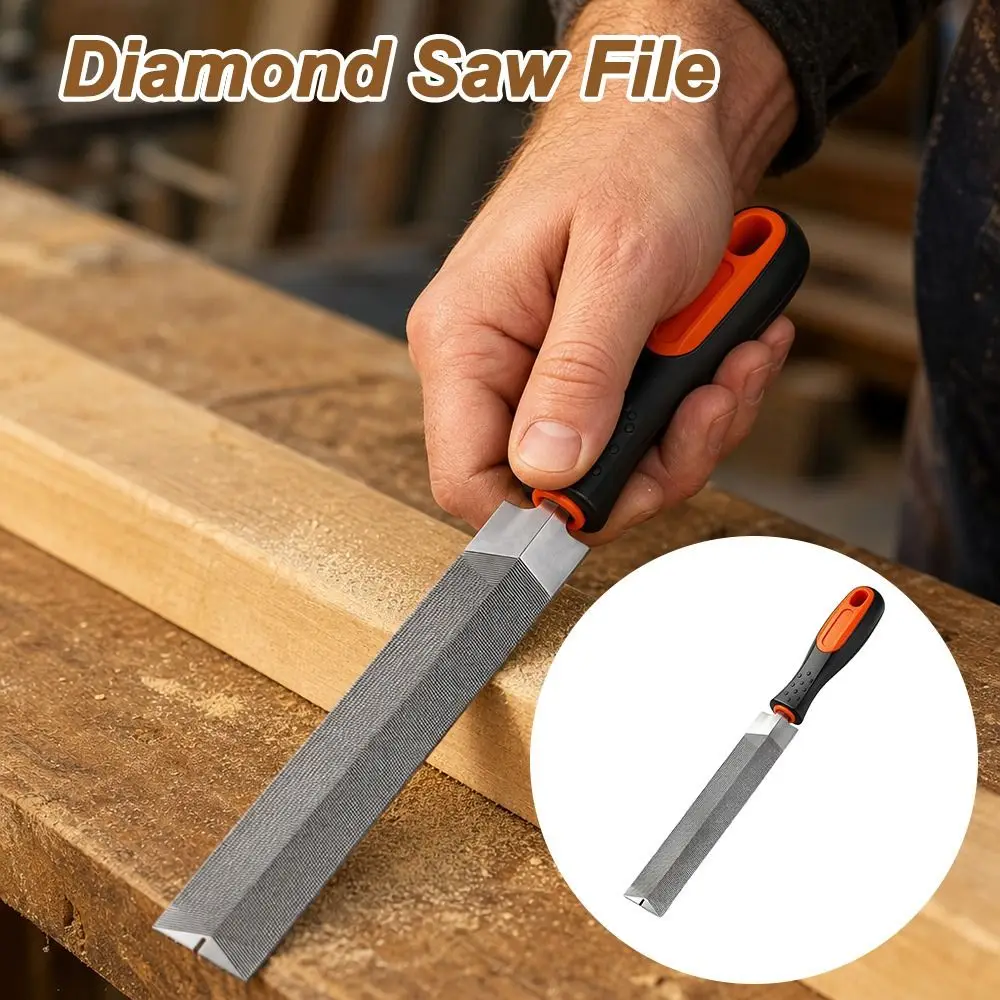 New Metal Deburring Diamond Saw File Fine Tooth Double Grain Rhombus File Wear Resistant Anti Slip Handle Saw File