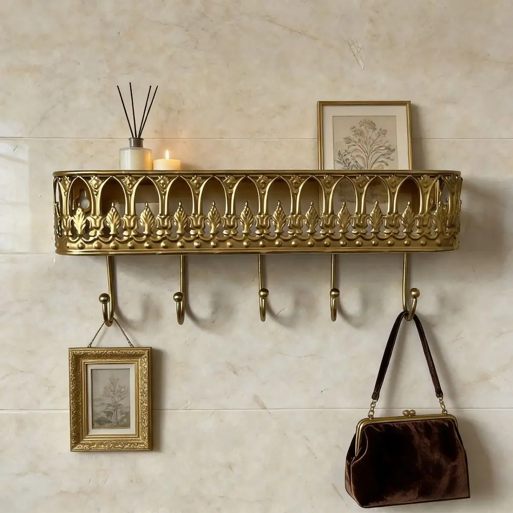 Quality Iron Metal Vintage Metal Wall Rack Multiple Hooks Retro Appearance French Style Iron Hanger Easy Mount