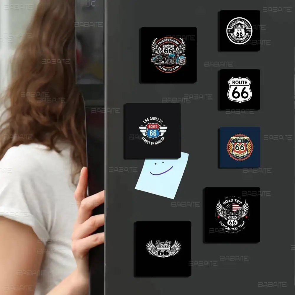R-Route 66 Fashion Personalized Fridge Magnets Magnetic Refrigerator Memorial Gifts for Kitchen Office Locker Travel Home Deco