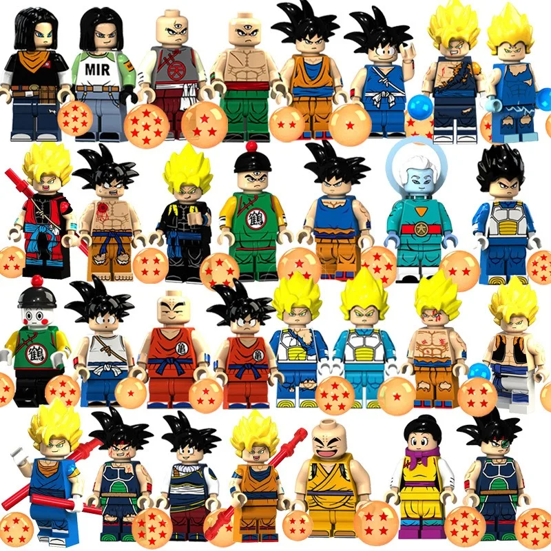 Dragon Ball Bouwstenen, humanoïde poppen, speelgoed, digitale actiefiguren geassembleerd speelgoed crawler educatief speelgoed voor kinderen