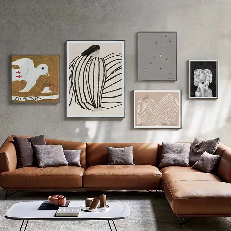 الشمال مجردة خط الشكل الكلب الشرفة الجمالية قماش اللوحة الملصقات والمطبوعات جدار صورة فنية لتزيين غرفة المعيشة #2