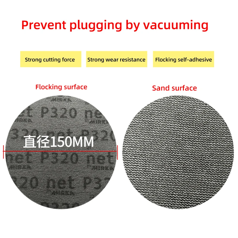 

50 шт. MIRKA 6-дюймовые 150 мм шлифовальные диски из оксида алюминия, беспыльная сетка, наждачная бумага для поверхности автомобиля, антиблокировочная конструкция на липучке