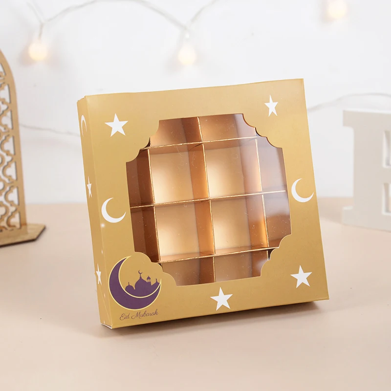 Clear Window Eid Mubarak Gift Box Candy Cookie Chocolate Packaging Boxes Ramadan Decoration Home Islamic Muslim Party Decor 2024