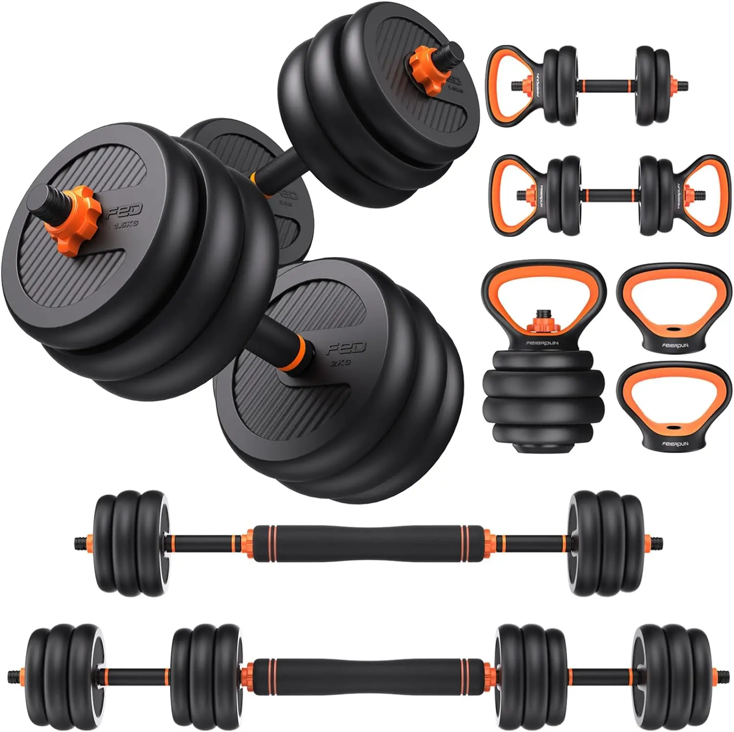 

FEIERDUN Adjustable Dumbbells, 20/30/40/50/70/90lbs Free Weight Set with Connector, 4 in1 Dumbbells Set Used