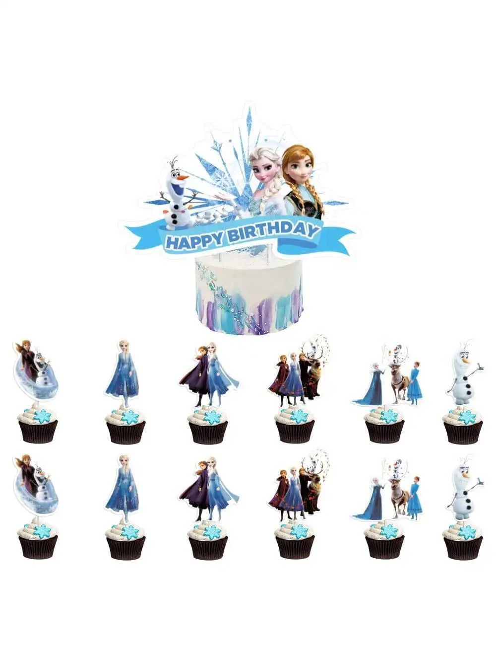 

13pcs Disney Frozen Cake Topper,Cupcake Toppers, Stitch Birthday Decorations,Frozen Theme Party Supplies