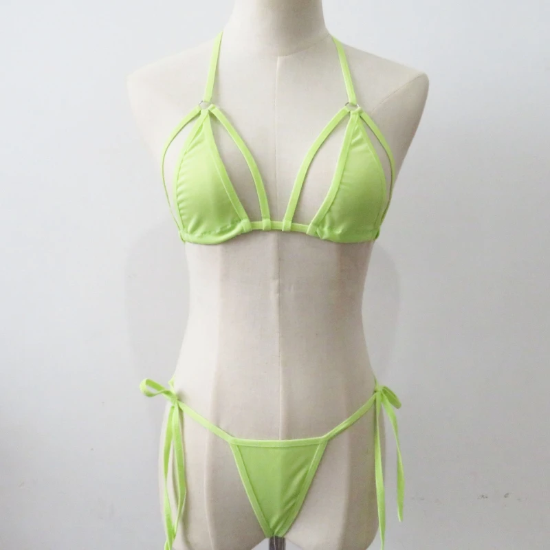 Set bikini sexy da donna Perizoma Biquini Costumi da bagno brasiliani Costume da bagno a due pezzi Costumi da bagno solidi Costume da bagno Lingerie erotica