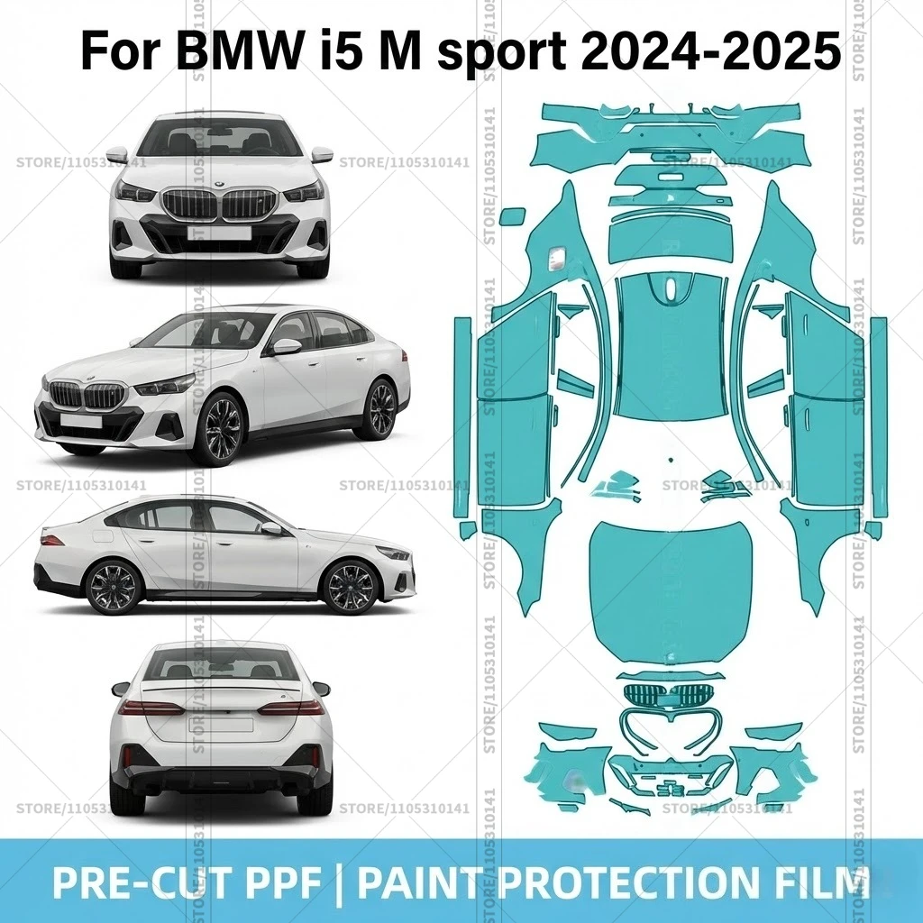 

For BMW i5 M sport 2024-2025 Pre-Cut Paint Protection Film PPF Transparent Car Film Professional Automotive PPF Full Vehicle