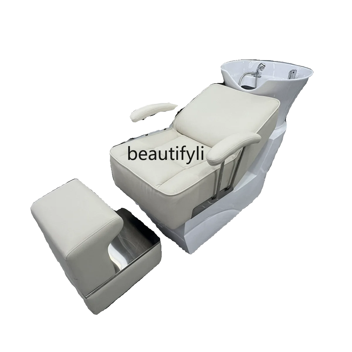 Barber Shop Shampoo Chair Ceramic Deep Basin Hair Salon Lying Half Stainless Steel Punch Bed