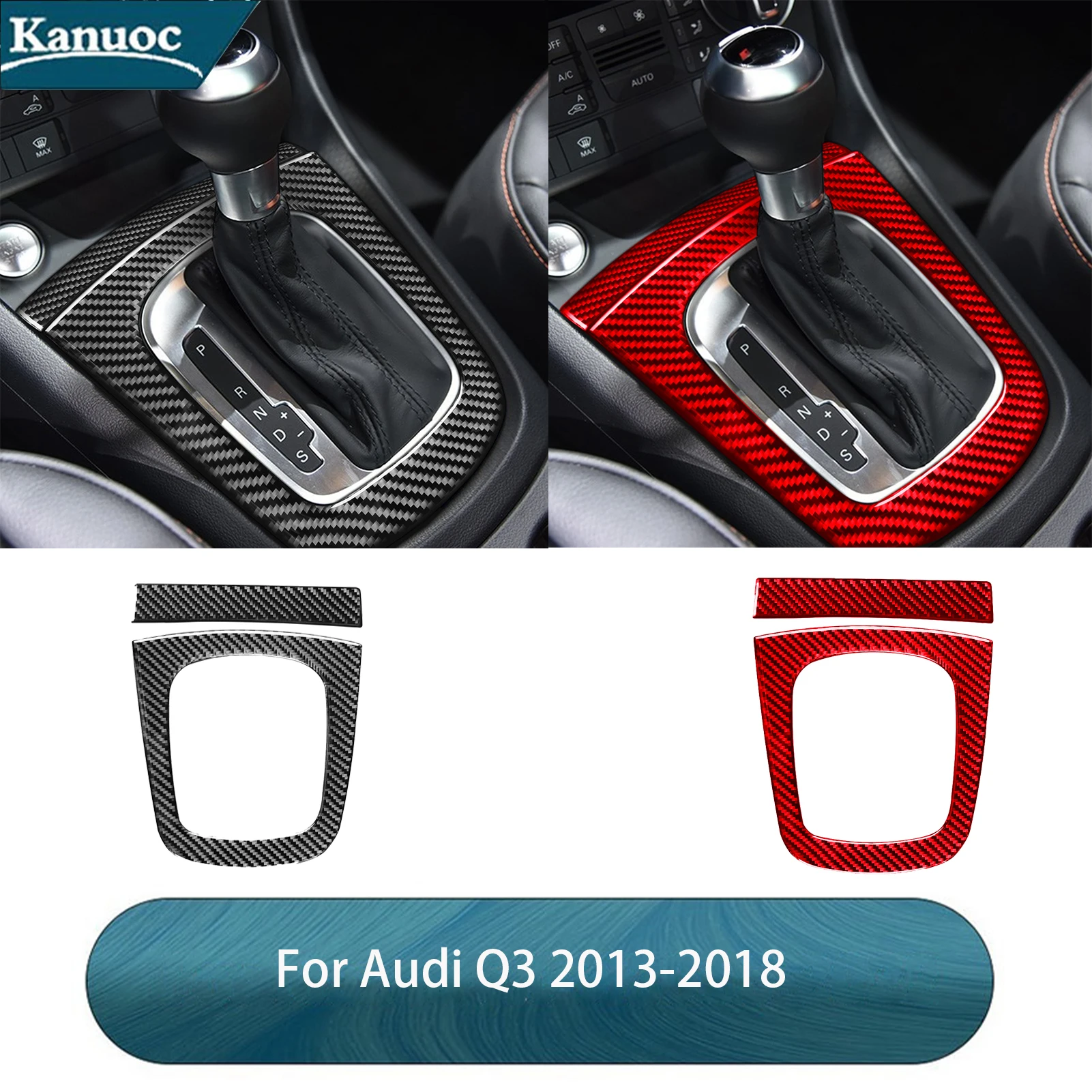 

For Audi Q3 2013 2014 2015 2016 2017 2018 Carbon Fiber Gear Panel Stickers Cover Trim Car Interior Decorative Accessories