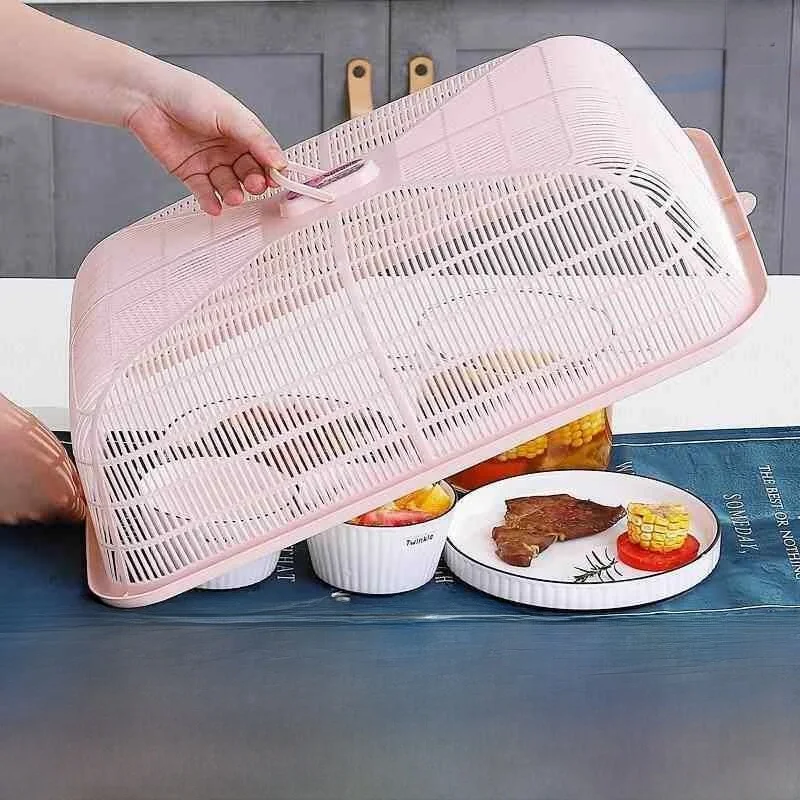 Large Rectangular Plastic Table Cover Fly Proof Food Shade Home Use Dining Table Cover Simple Japanese Style Outdoor Space