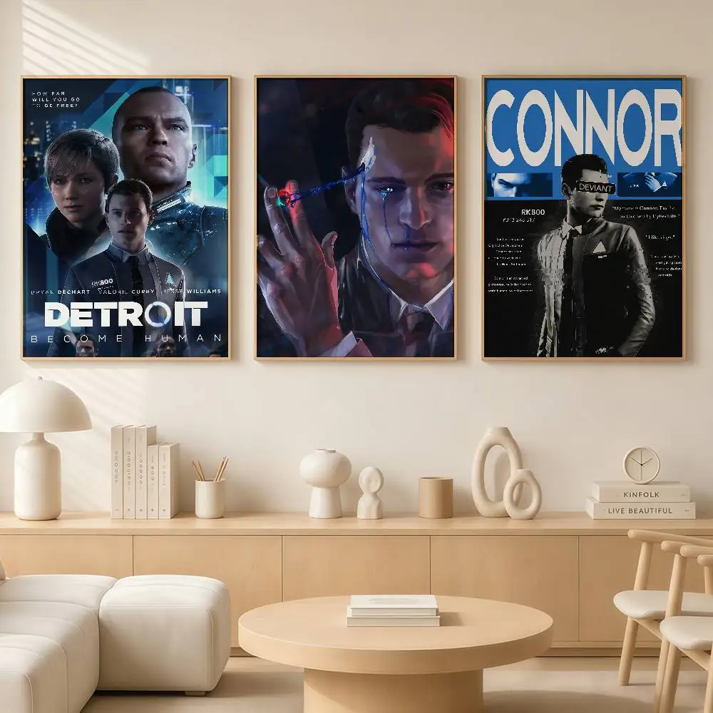 Popular Game D-Detroit Become Human Posters Wall Art Retro Painting Home Room Cafe Club Dorm Wall Decor