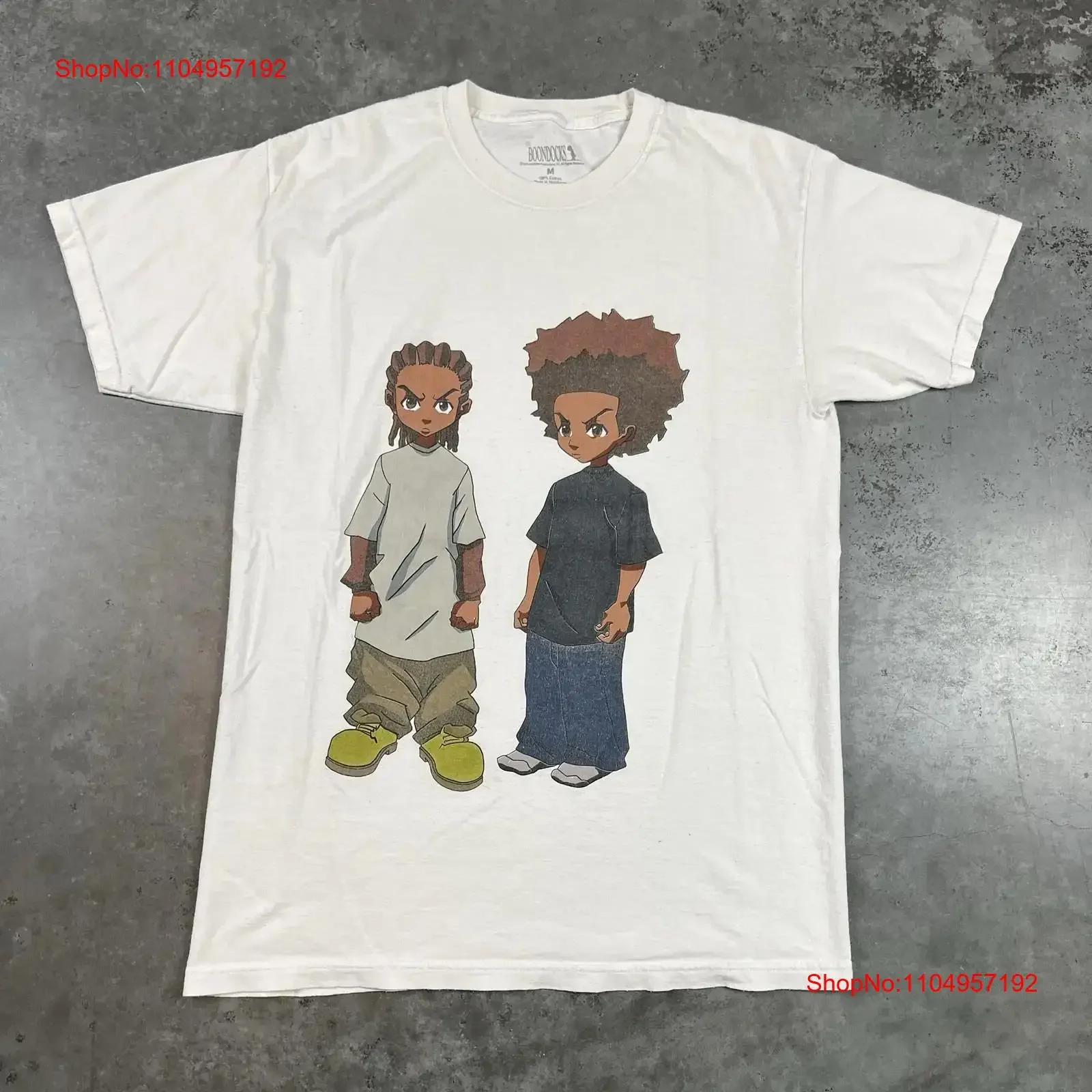 

Boondocks T Shirt Adult Medium White Cartoon Anime Preowned vintage Washed graphic Top For Everyday Wear homme streetwear