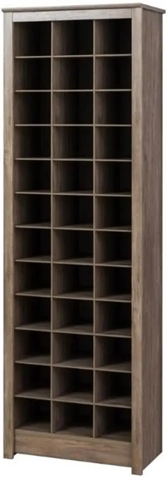 Prepac Elegant Gray Shoe Storage Cabinet, Space-Saving Solution with Cubbies for 36 Pairs, 13