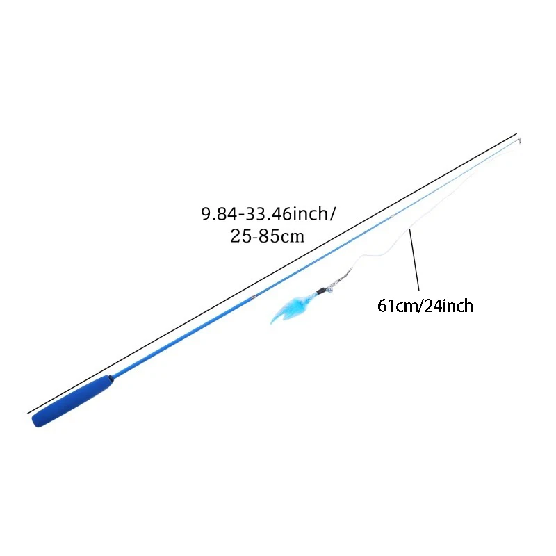 Telescopic Three Section Simulation Fishing Rod Cat Teasing Wand Stick Toy Entertainment Kitten Play view 6