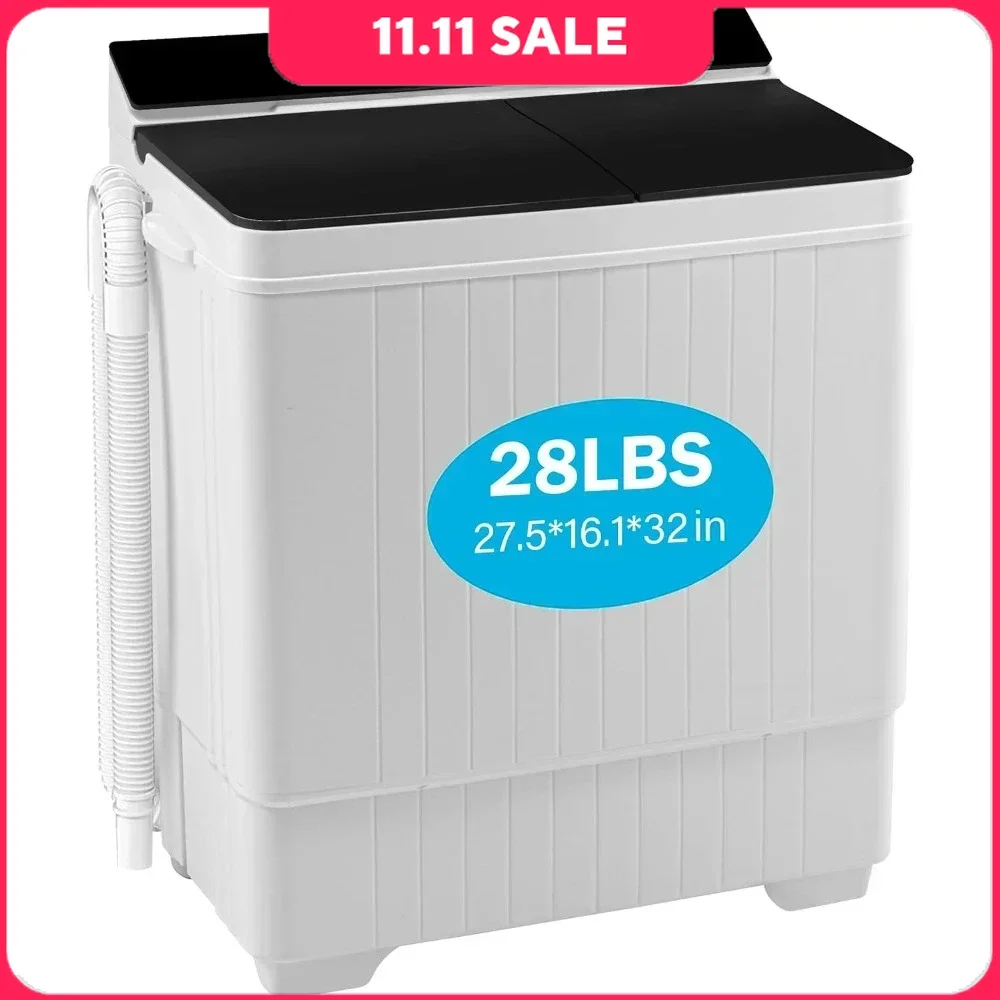 

Portable Washer, Twin Tub Washer Spinner Combo W/ Drain Pump, 18Lbs Washer & 10Lbs Spinner Dryer, Full Automatic Laundry