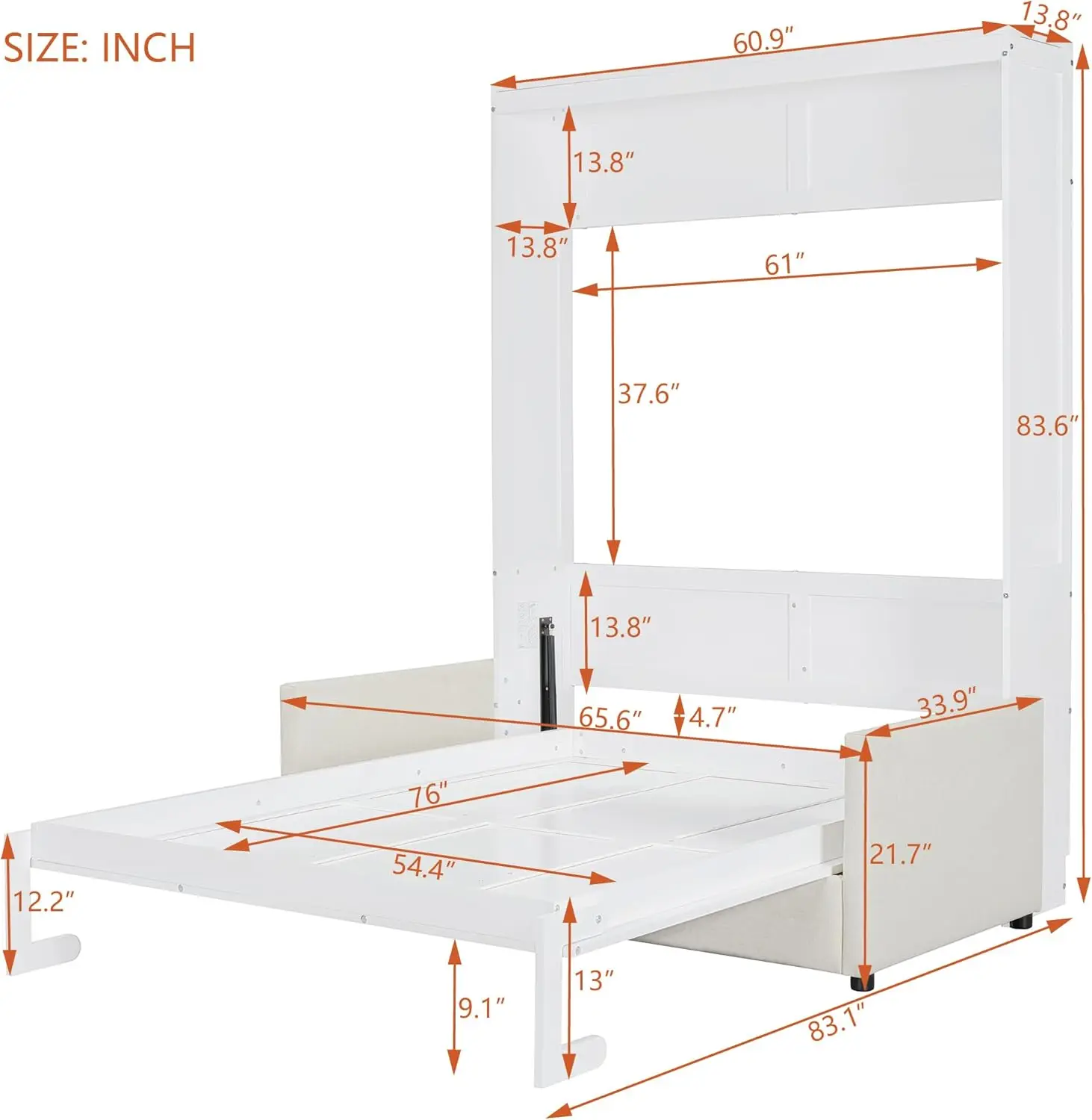 Full Size Murphy Bed Wall with Cushion Multi-Function Murphy with Sofa Murphy Chest Can Be Folded Into A Cabinet