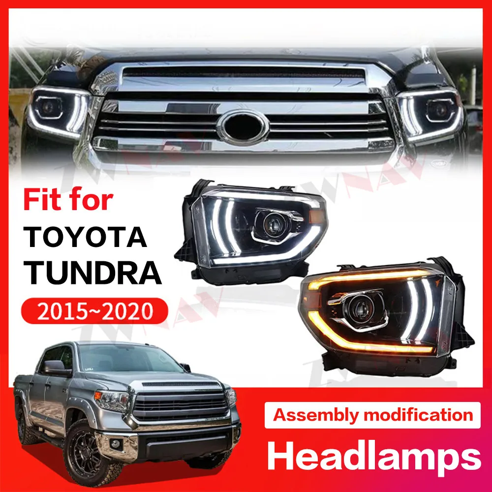 

Car LED HeadLamps Assembly Projector For Toyota Tundra 2014-2020 Headlights Start Up Animation Sequantial Turn Signal Lens 2Pcs