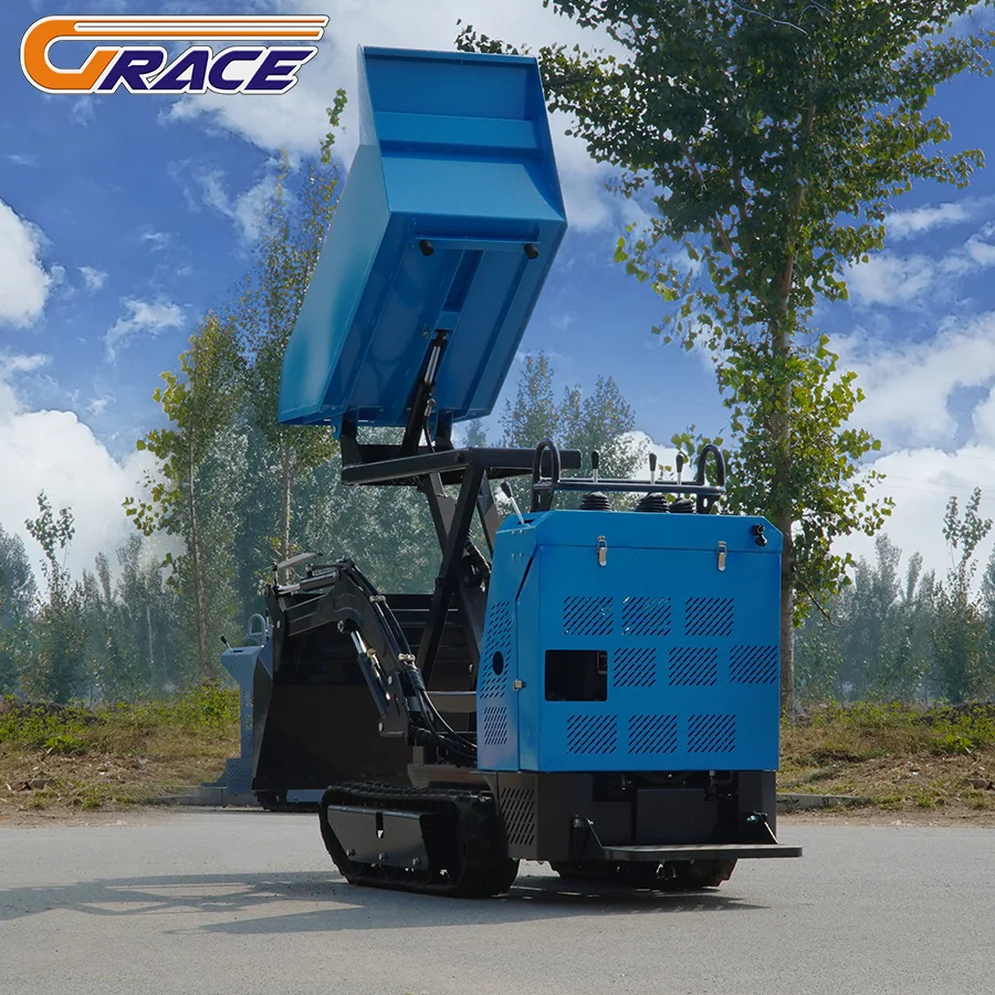 Mini dumper cingolato manuale di qualità Hiqh Trasportatore di scarico idraulico diesel Mini dumper cingolato multifunzionale