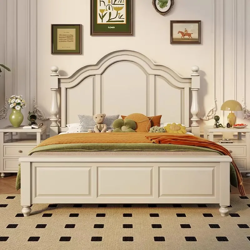 

Customizable American White Full Solid Wood High Box Double Bed