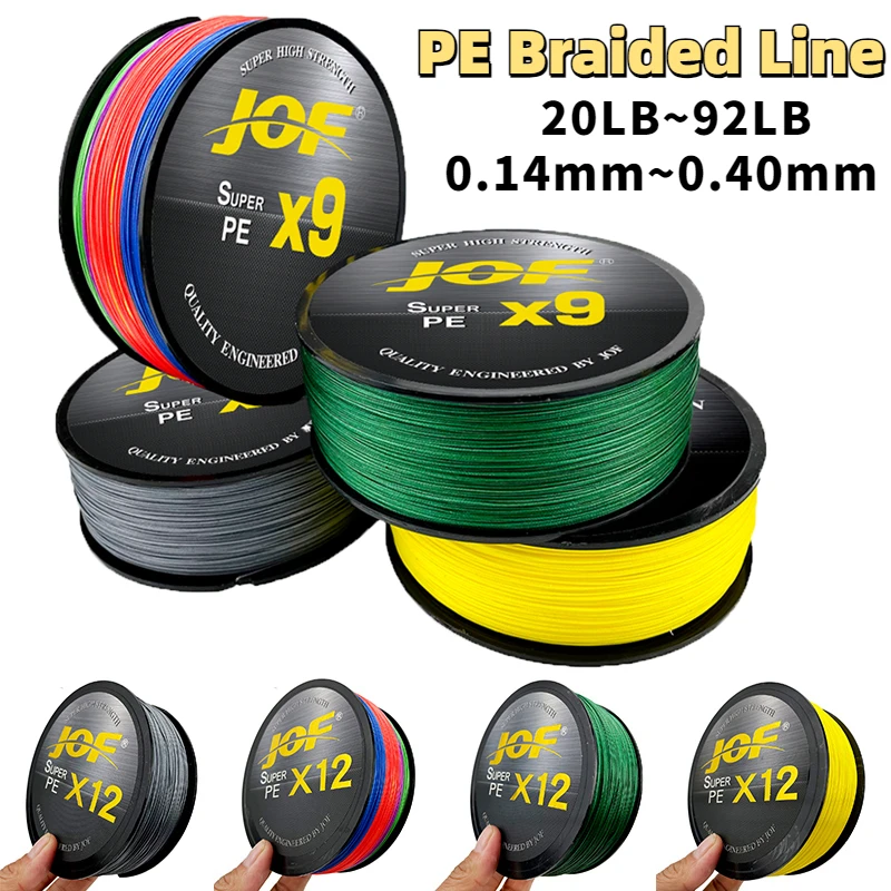 

JOF 9/12 Strands 0.8#-6.0# PE Fishing Line Super Strong Braid Rope 100/300m 100% Multifilament Woven Wire for Lake Sea Fishing