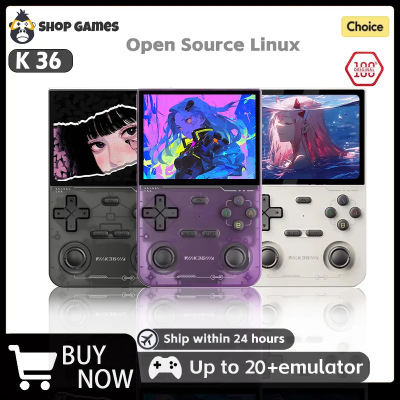 

NEW K36 Retro Handheld Game Console Linux System 3.5 Inch IPS Screen Portable Pocket Video Player 64GB 128GB Games Kid Gift