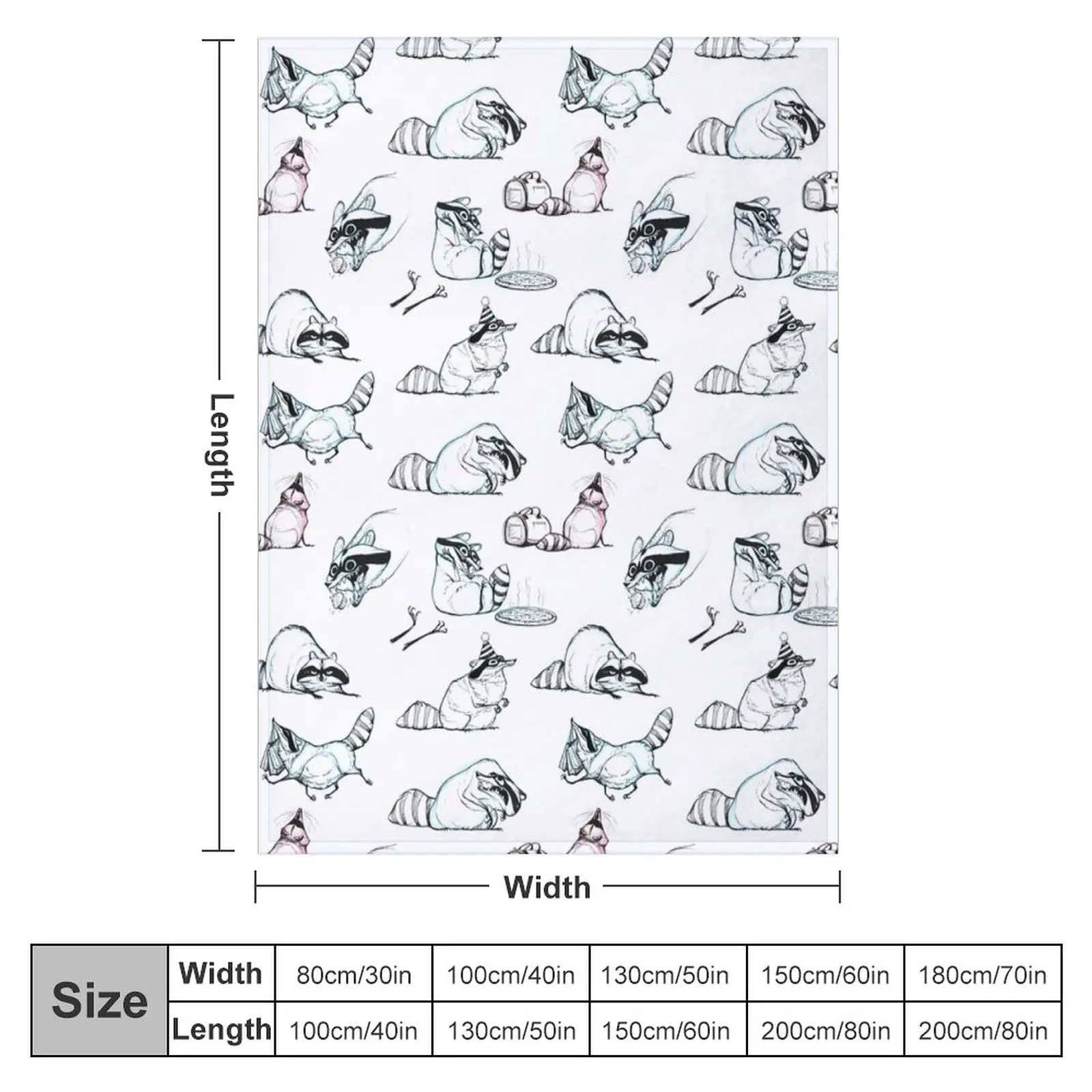 Raccoon Comic Pattern Throw Blanket Giant Sofa Blanket Furry Blankets manga