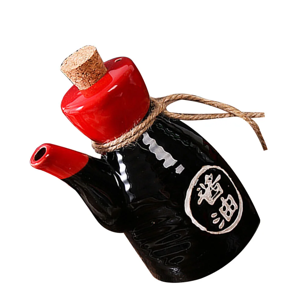 Balsamic Vinegar Ceramic Soy Sauce Bottle Condiment Dispenser Spice Kitchen Accessory Set Seasoning Black Pot Travel