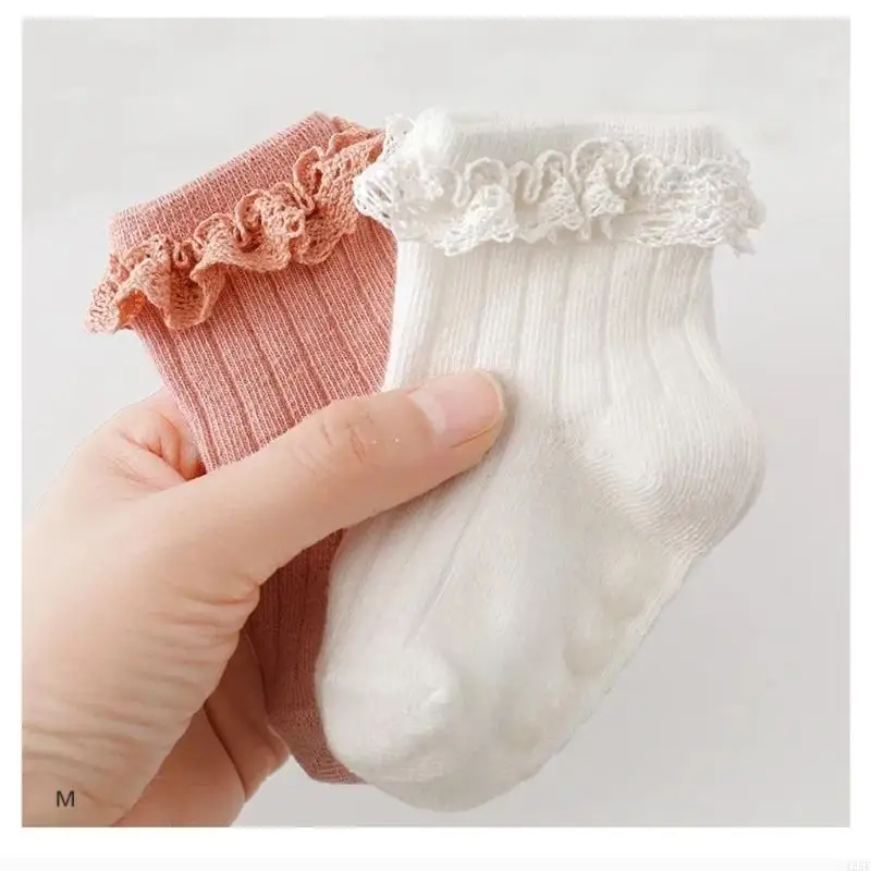 

Baby Girls Lace Socks Solid Color Ruffled Ankle Socks Soft & Breathable Ruffled Socks Shower Gift for Infant Little Kids 425F