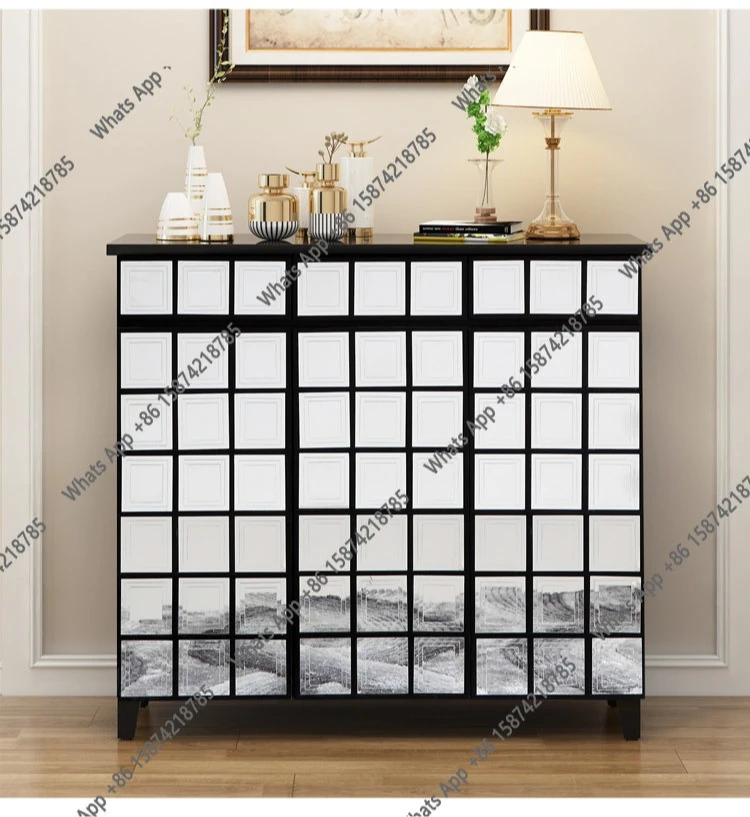 Mirror Shoe Cabinet Creative Furniture Modern Simple Shoe Cabinet European-style Secret Cabinet Foyer Living Room Designer Light