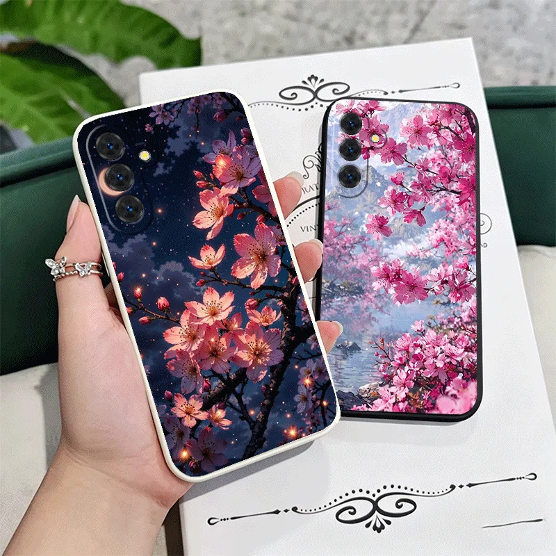 Dreamy Night Cherry Blossom Tree Soft Phone Case For Samsung A17 A16 A15 A14 A13 A57 A56 A55 A54 A53 A37 A26 A25 A24 A23 A36 A35