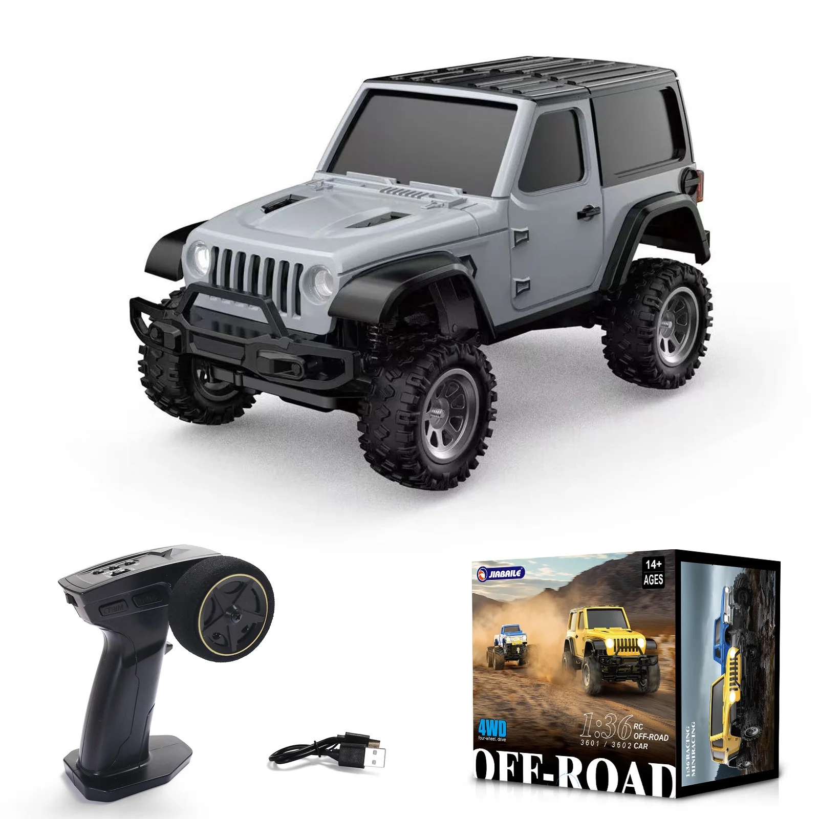 1/36 4WD Mini RC Crawler Auto Funkgesteuertes Geländefahrzeug mit Lichtsystem Ferngesteuertes RTR-Modell Spielzeug für Kinder und Erwachsene 3601 3602