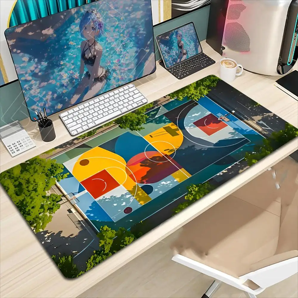

Basketball court theme design Mouse Pad Large Computer Office Gaming Desk Mat XXL Rubber Non-Slip Gaming Keyboard & Mouse Pad
