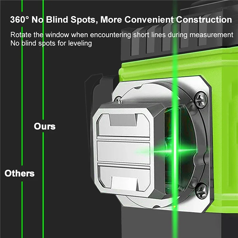 Sinar Laser Hijau Horisontal dan Vertikal Tingkat Laser Garis 4D 8/12/16 360 °   Proyeksi Laser Alat Self-leveling Jendela yang Dapat Diputar