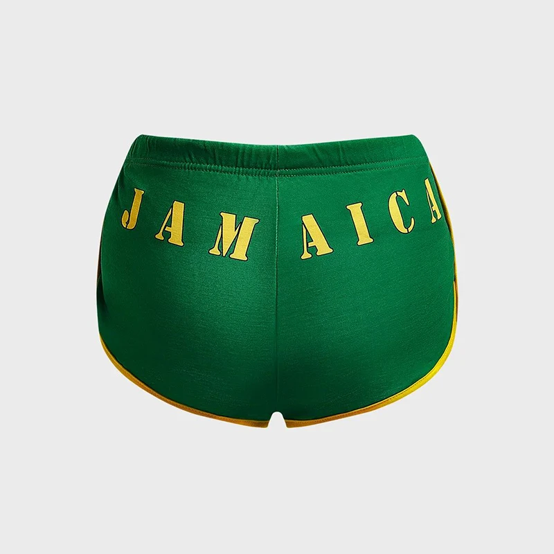 Pantalones cortos de mujer de estética Y2K con estampado de letras de Jamaica, pantalones deportivos elásticos sueltos
