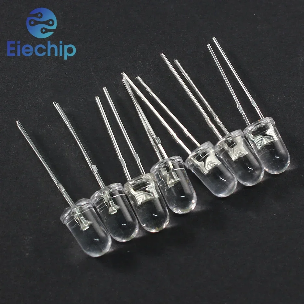 50PCS Transparent LED Diode 5MM White Orange Red Yellow Blue Green leds Lights Diodes Electronic Components