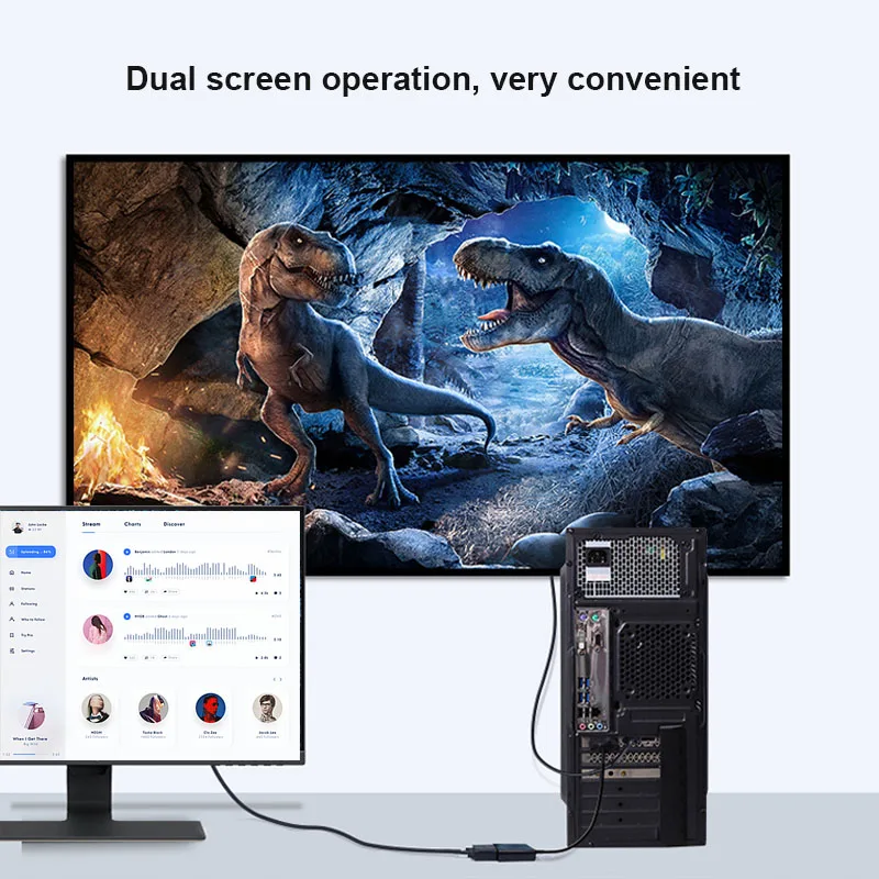 DVI to HDMI-Compatible VGA Splitter Cable 1080P 2-in-1 Active HD VGA DVI Audio Video Converter for PC Computer Monitor Laptop