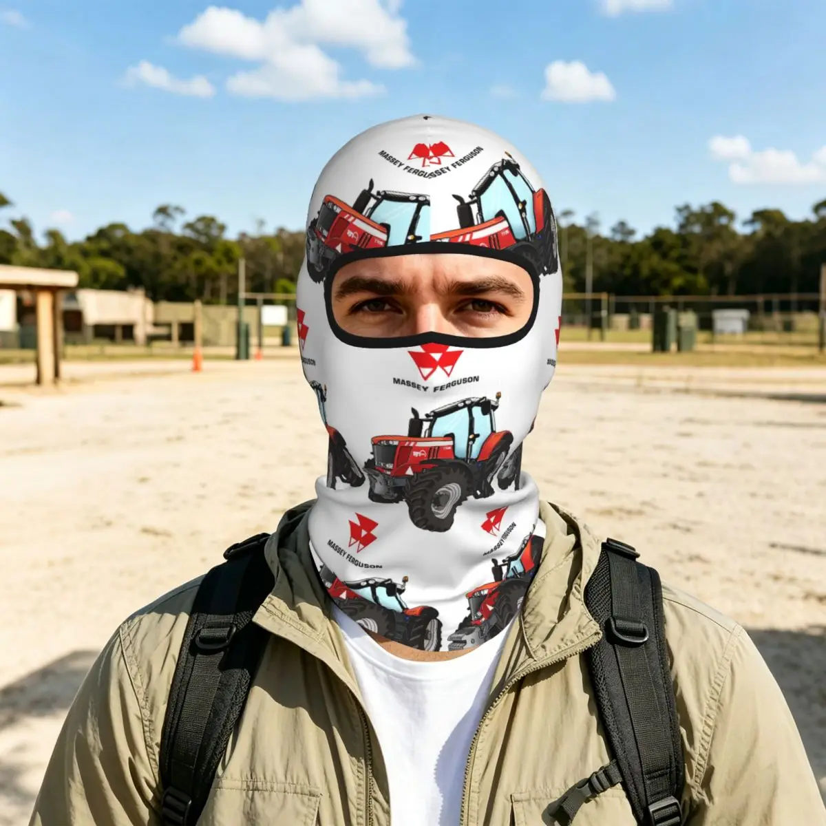 Massey Ferguson Tractor Red Tractor Breathable Thin Balaclava Full Face Mask Sun Protection Neck Gaiter For Motorcycle Fishing