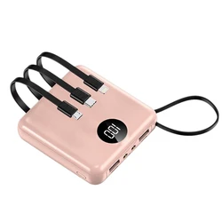 Mini Charger Power Bank,10000MAh Double LED Power Bank Digital Display Power Bank with Plug for Mobile Phones,Pink