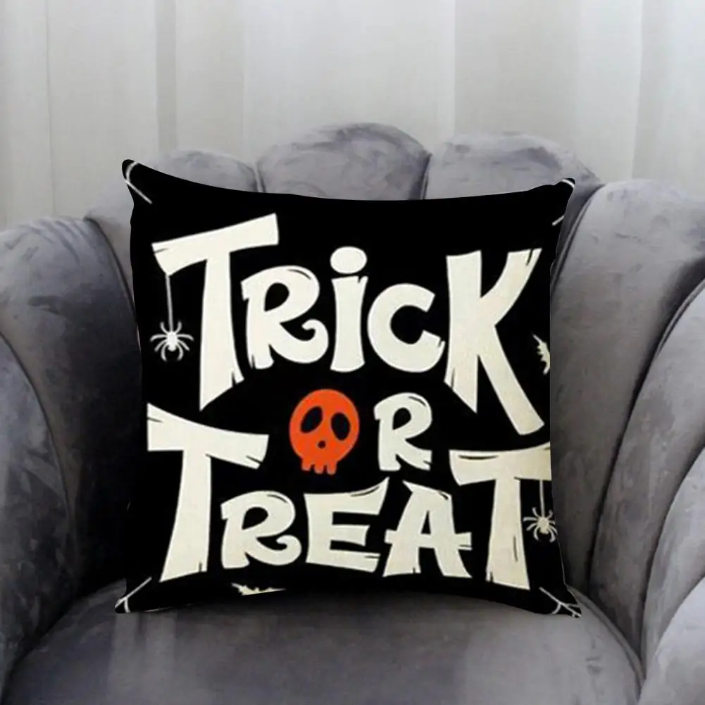 Halloween Pillow Case Halloween Decoration Pillow Cover Trick Or Treat Cushion Cover Pumpkin Bat Decoration Sofa Cushion Cover