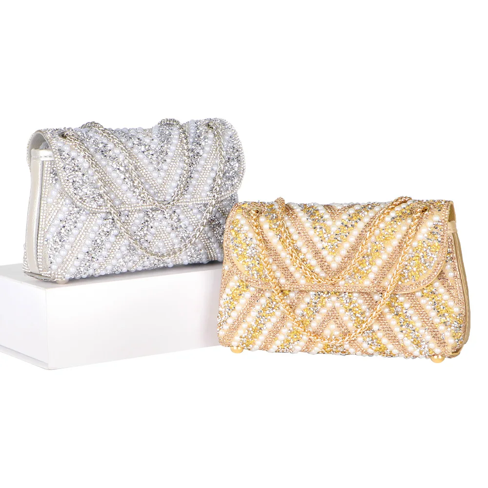 Luxury Evening Bags Gold  Rhinestone Clutch Crystal Evening Bag for Women Formal Party Cocktail Clutches Minaudiere Handbags