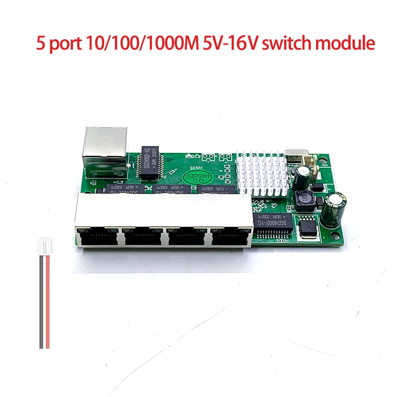 

Mini PCBA 5Ports Networkmini ethernet switch module 10/100/1000Mbps 5V-16V