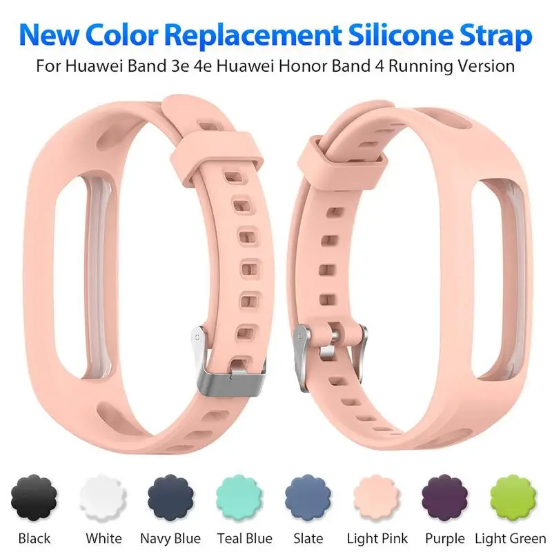 Soft Adjustable Silicone Replacement Wrist Strap With Buckles Sports Bracelet Strap For Huawei Band 4e 3e Honor Band 4 Running