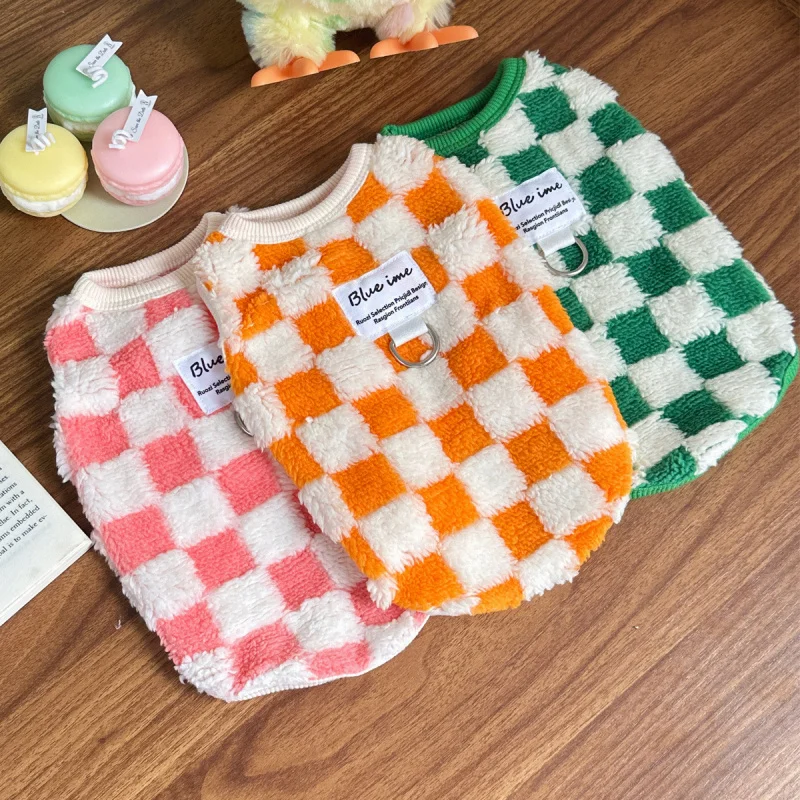 Pet Dog Fleece-Lined VestInsFur Plush Warm Pet Dog Cat Clothes Teddy Bichon Poodle Leash Vest roupas para cachorro  pet items