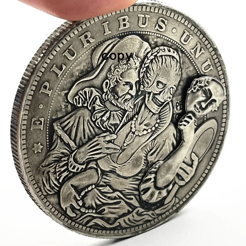 

Mechanism Movable Coin Hobo Nickel Morgan Dollar Roman Booteen Amazing Art Mask Girl Creative Gift