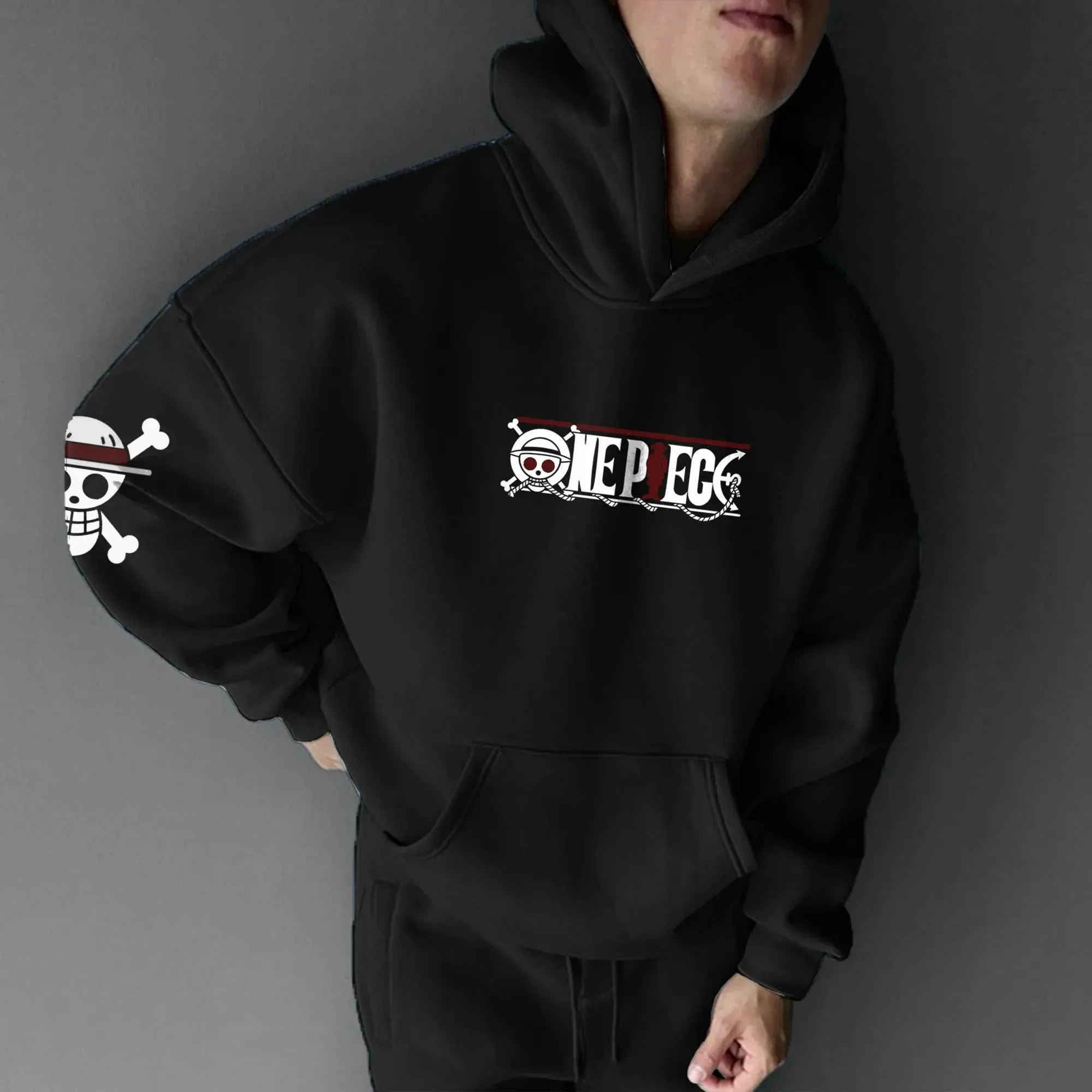 Novo bandai genuíno de alta qualidade uma peça nami personalidade impressa tamanho grande camisola com capuz masculino ao ar livre casual solto topo