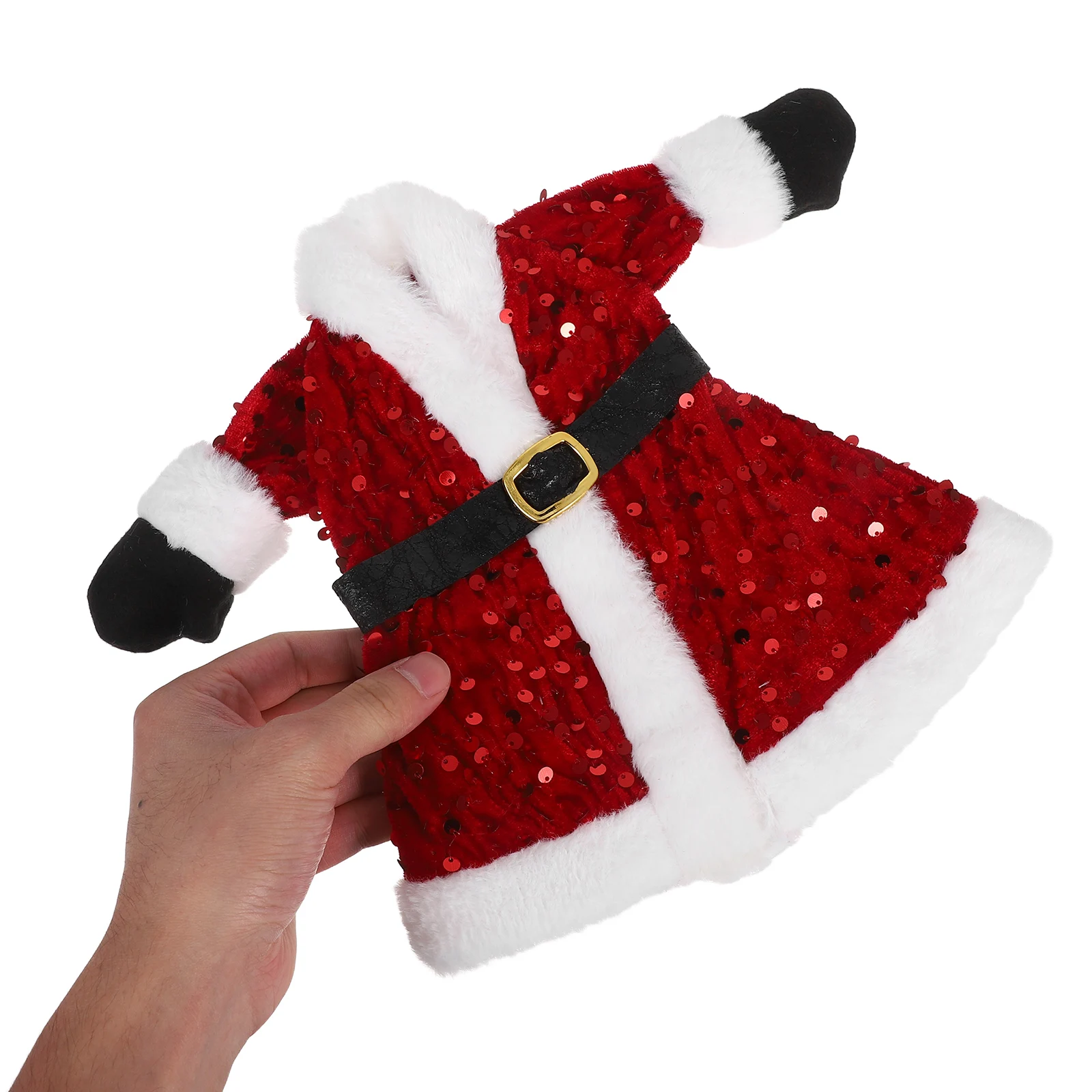Christmas Wine Bottle Decoration Set Clothes Dining Table Faux Rabbit Sequin Cover