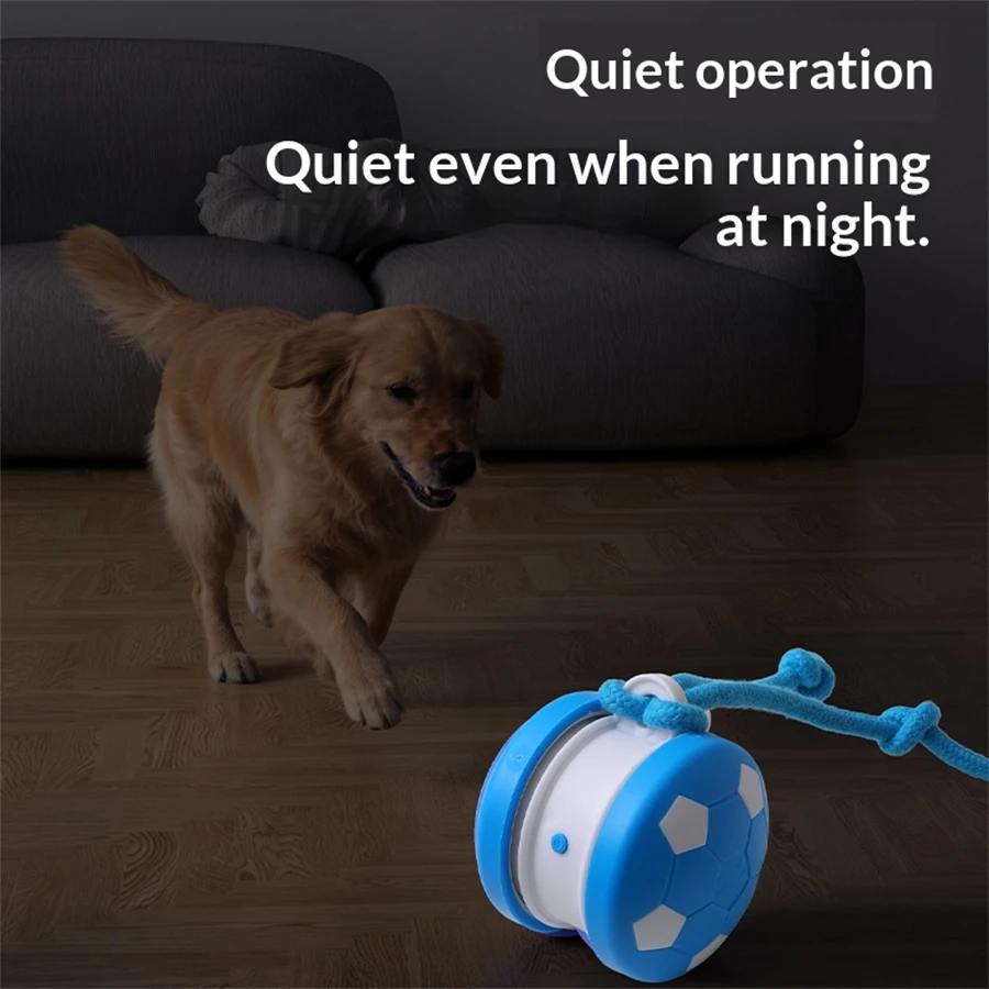 Smart Interactive Dogs Toy Balls Pets Dual-Wheel Spinning Electric Ball USB Rechargeable Soccer-Shaped Cat Toys With Tail String view 3