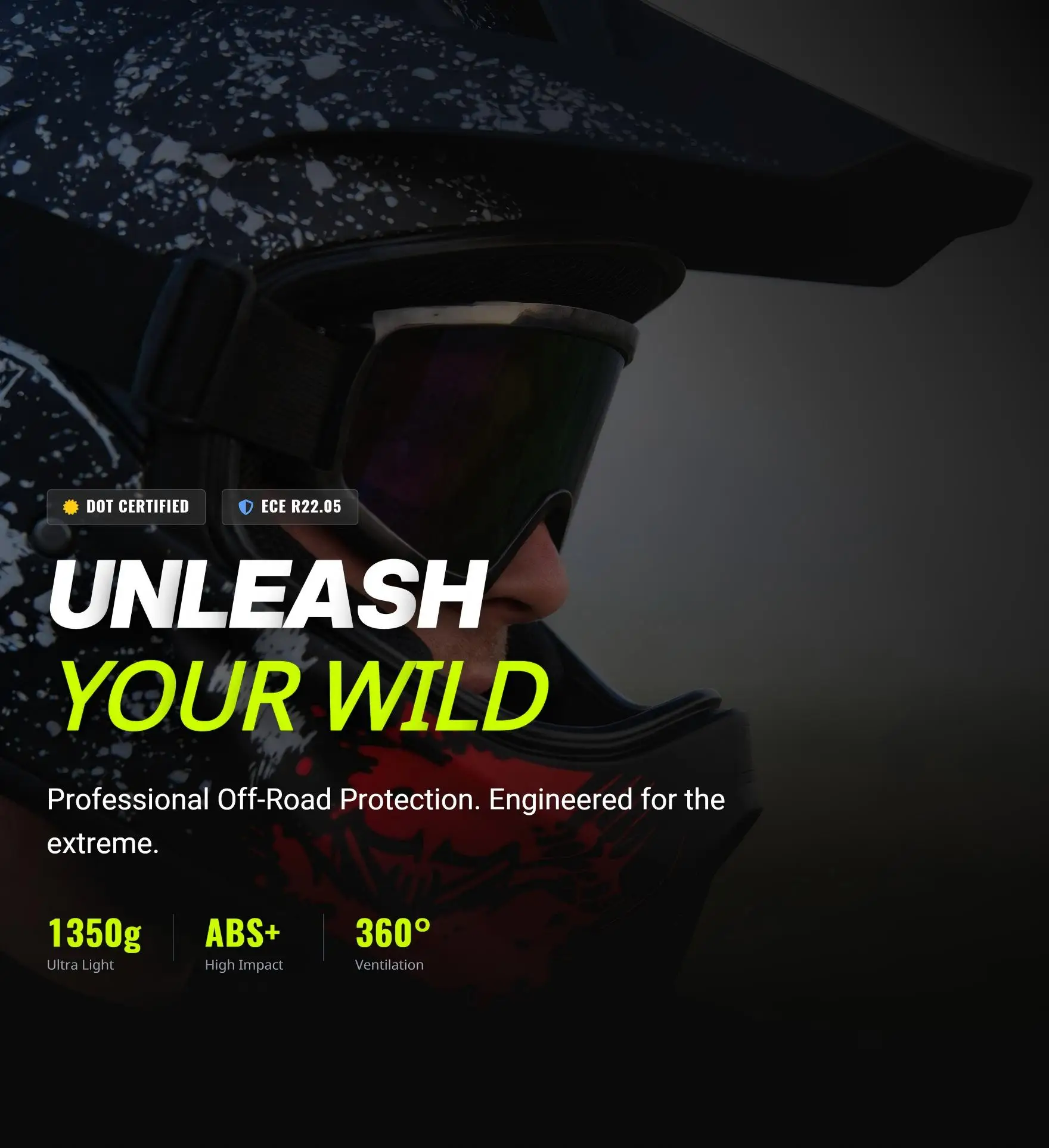 

VGV L03 DOT certified off-road helmet with stylish goggles, durable and ventilated, suitable for mountain/adventure cycling